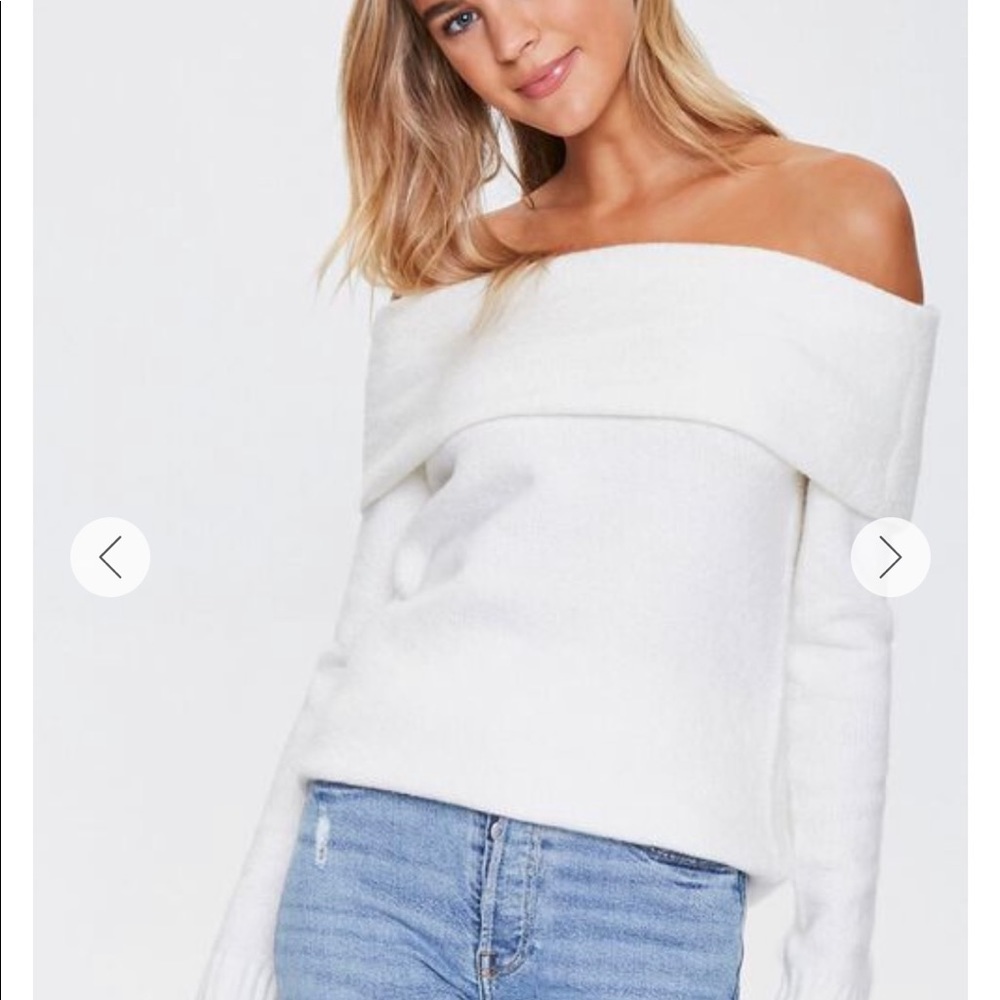 Knit off shoulder top
